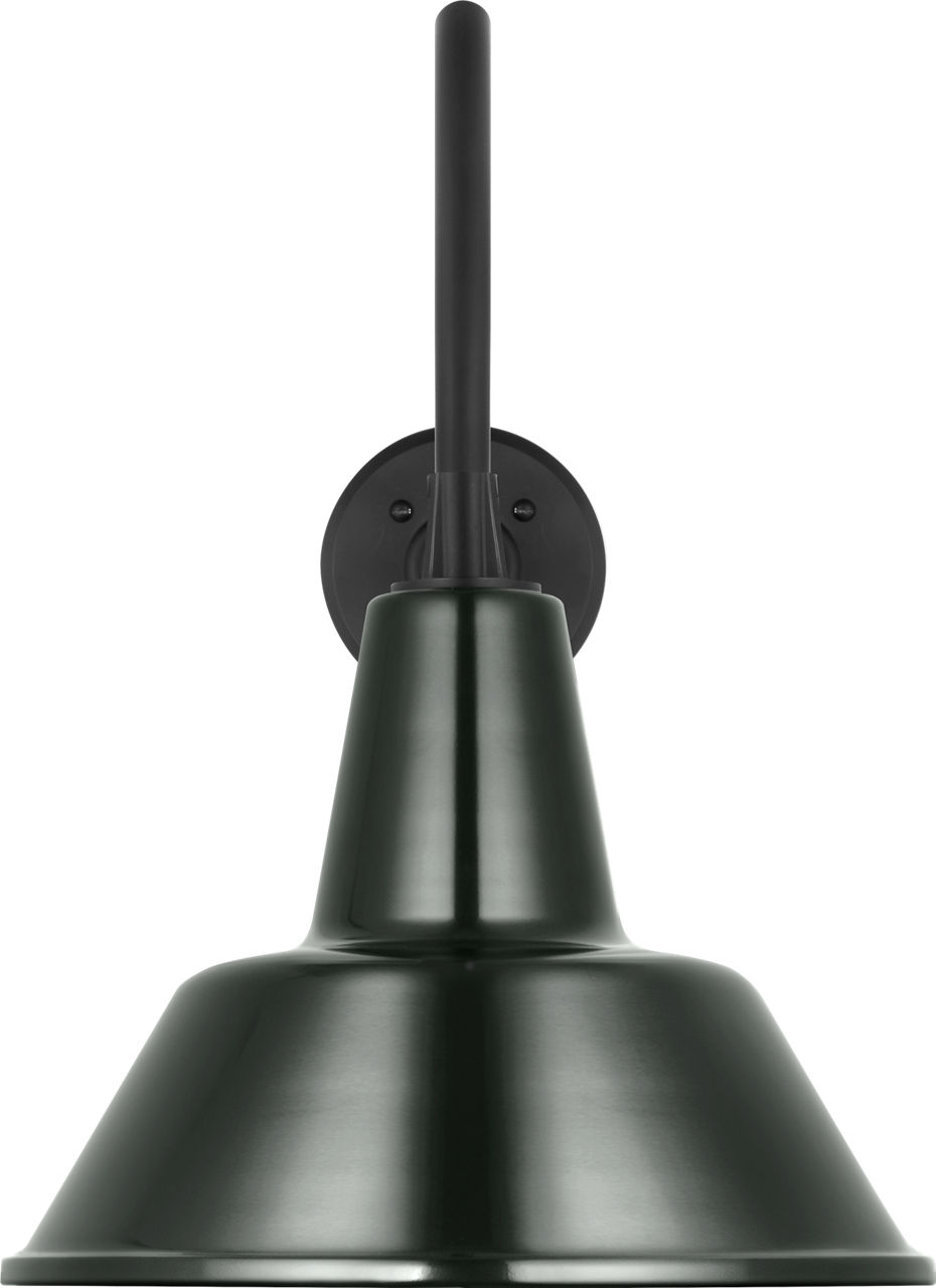 Academy 23" Flynn Barn Light in Matte Black with 12.5" Green Bowers Shade