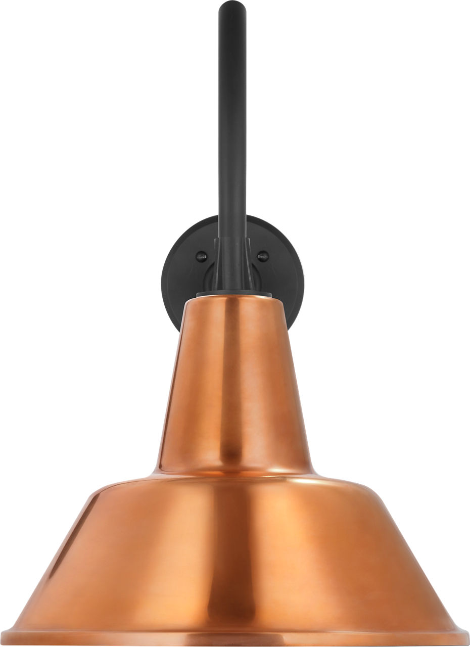 Academy 23" Flynn Barn Light in Matte Black with 12.5" Soft Copper Bowers Shade