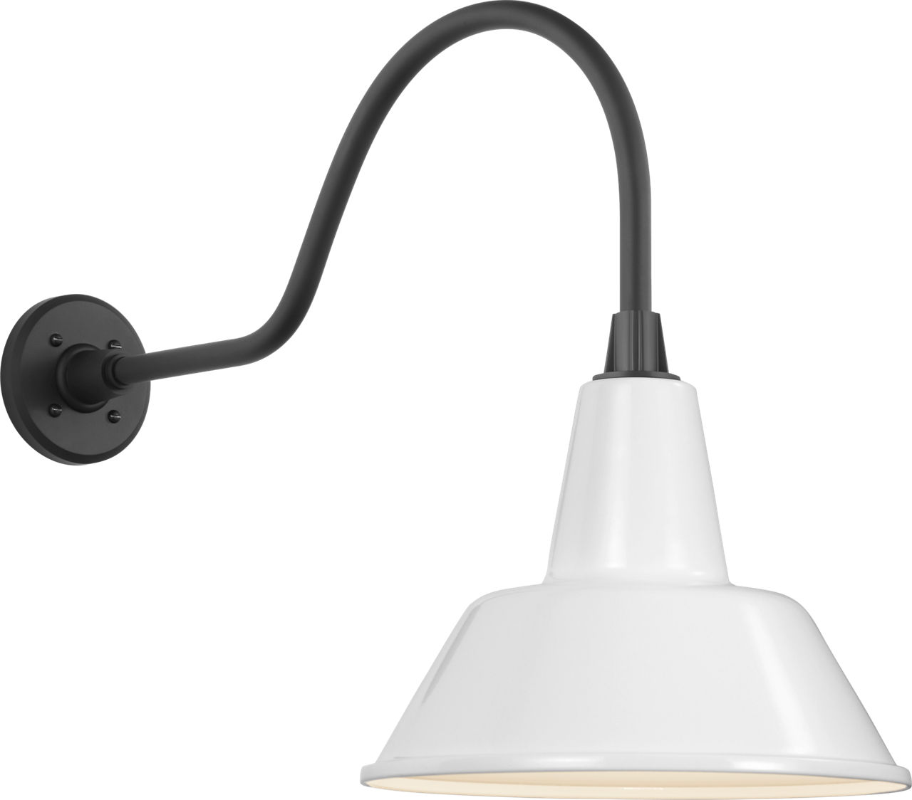 Academy 23" Flynn Barn Light in Matte Black with 12.5" White Bowers Shade