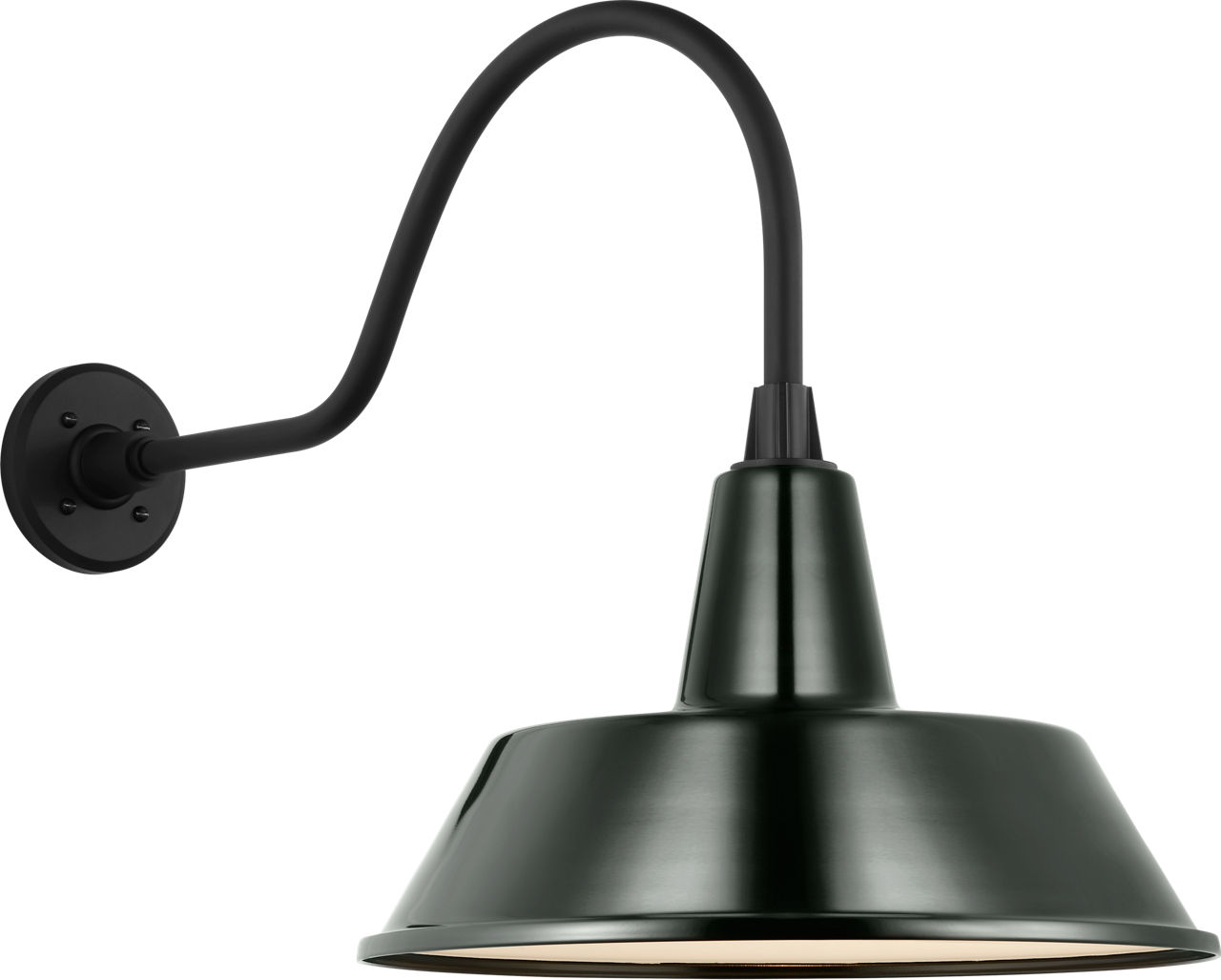 Academy 23" Flynn Barn Light in Matte Black with 16" Green Bowers Shade