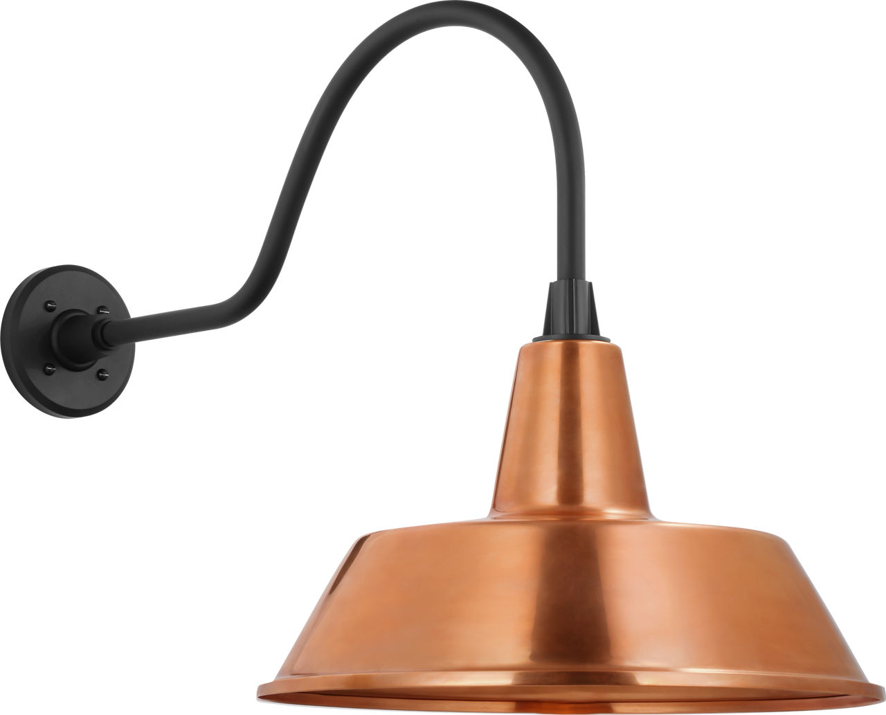 Academy 23" Flynn Barn Light in Matte Black with 16" Soft Copper Bowers Shade