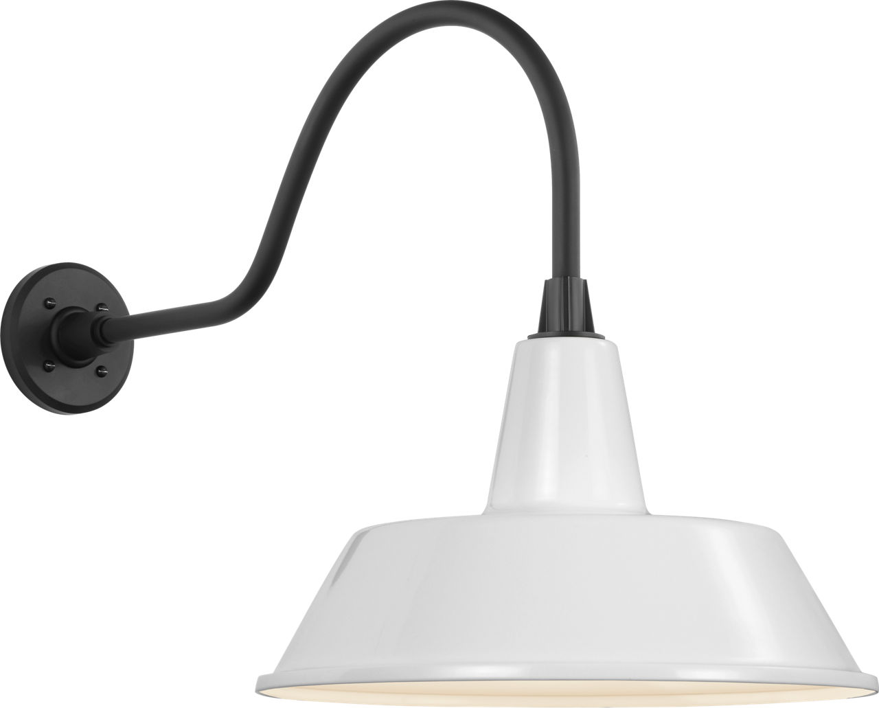 Academy 23" Flynn Barn Light in Matte Black with 16" White Bowers Shade