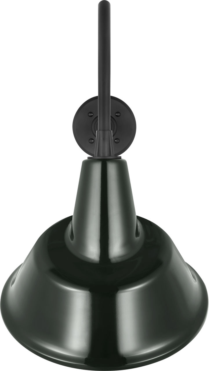 Academy 23" Flynn Barn Light in Matte Black with 12.5" Green Tilted Bowers Shade