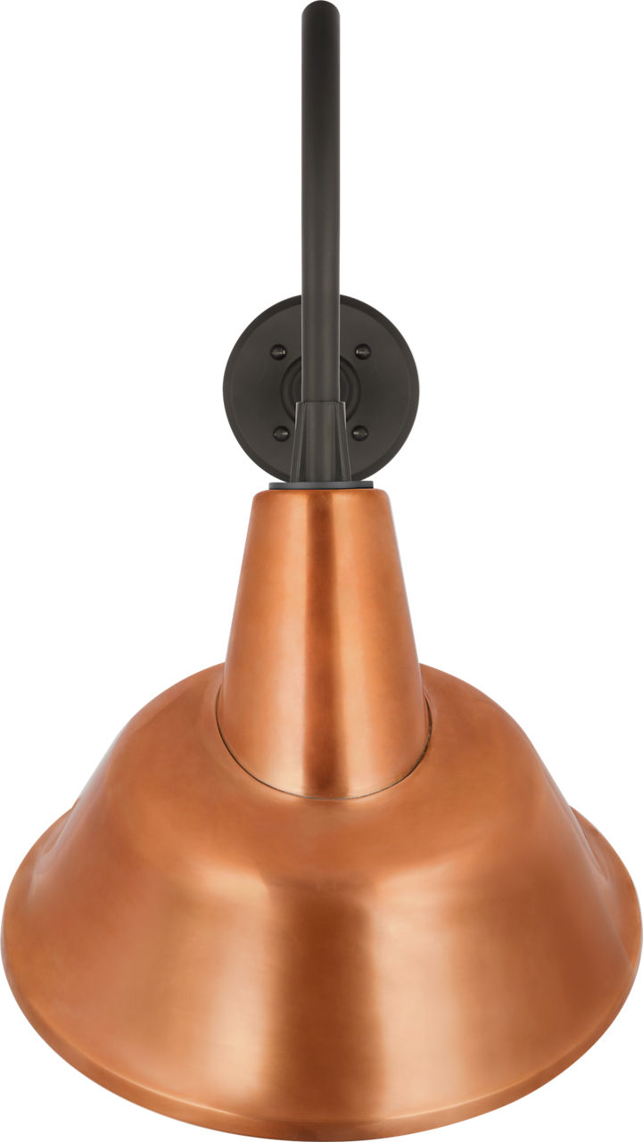 Academy 23" Flynn Barn Light in Matte Black with 12.5" Soft Copper Tilted Bowers Shade