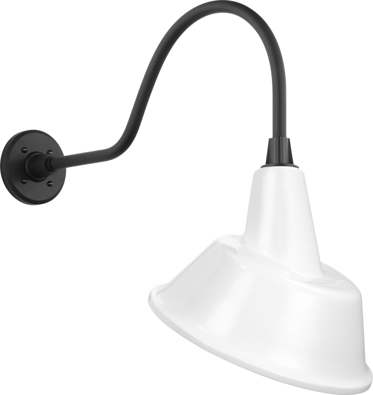 Academy 23" Flynn Barn Light in Matte Black with 12.5" White Tilted Bowers Shade