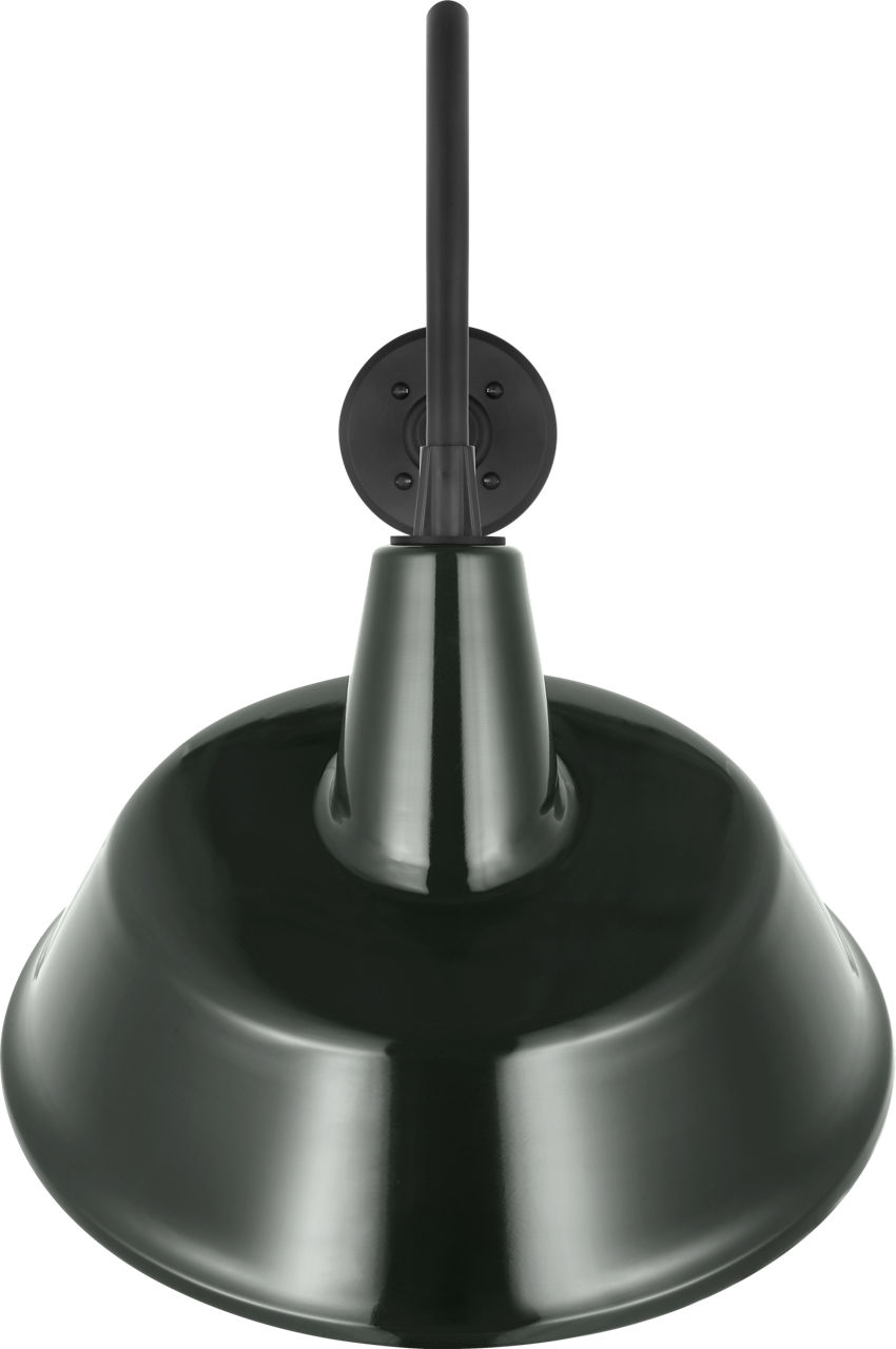 Academy 23" Flynn Barn Light in Matte Black with 16" Green Tilted Bowers Shade