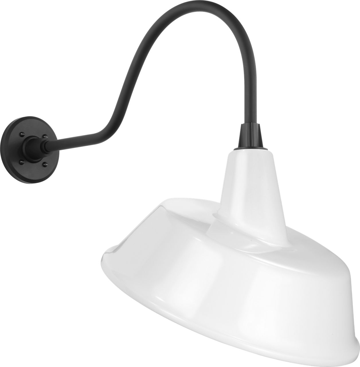 Academy 23" Flynn Barn Light in Matte Black with 16" White Tilted Bowers Shade