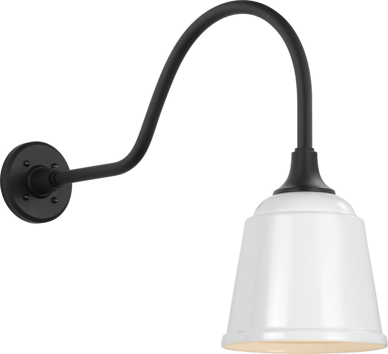 Academy 23" Flynn Barn Light in Matte Black with 8" White Rockhouse Shade