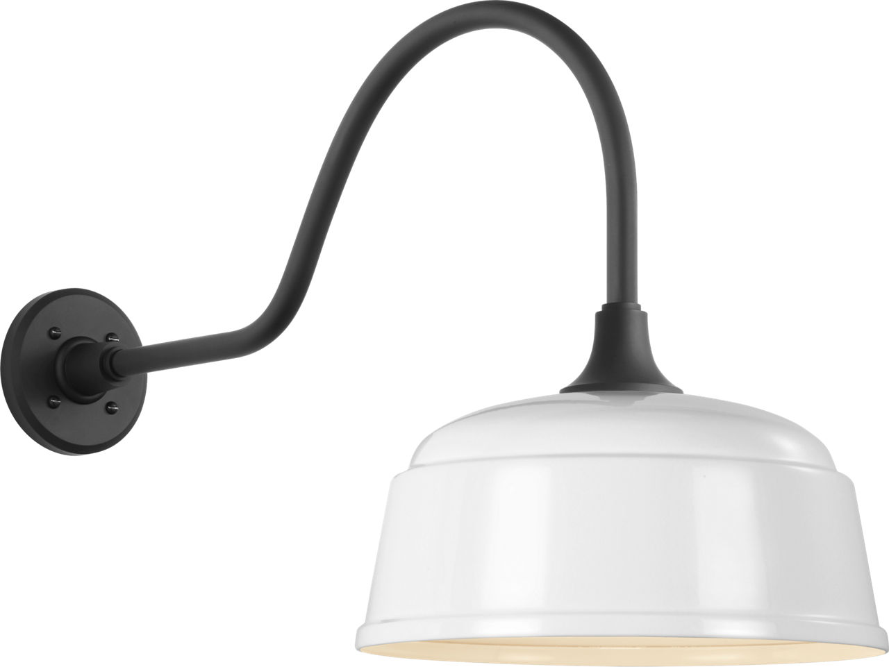 Academy 23" Flynn Barn Light in Matte Black with 12.5" White Rockhouse Shade