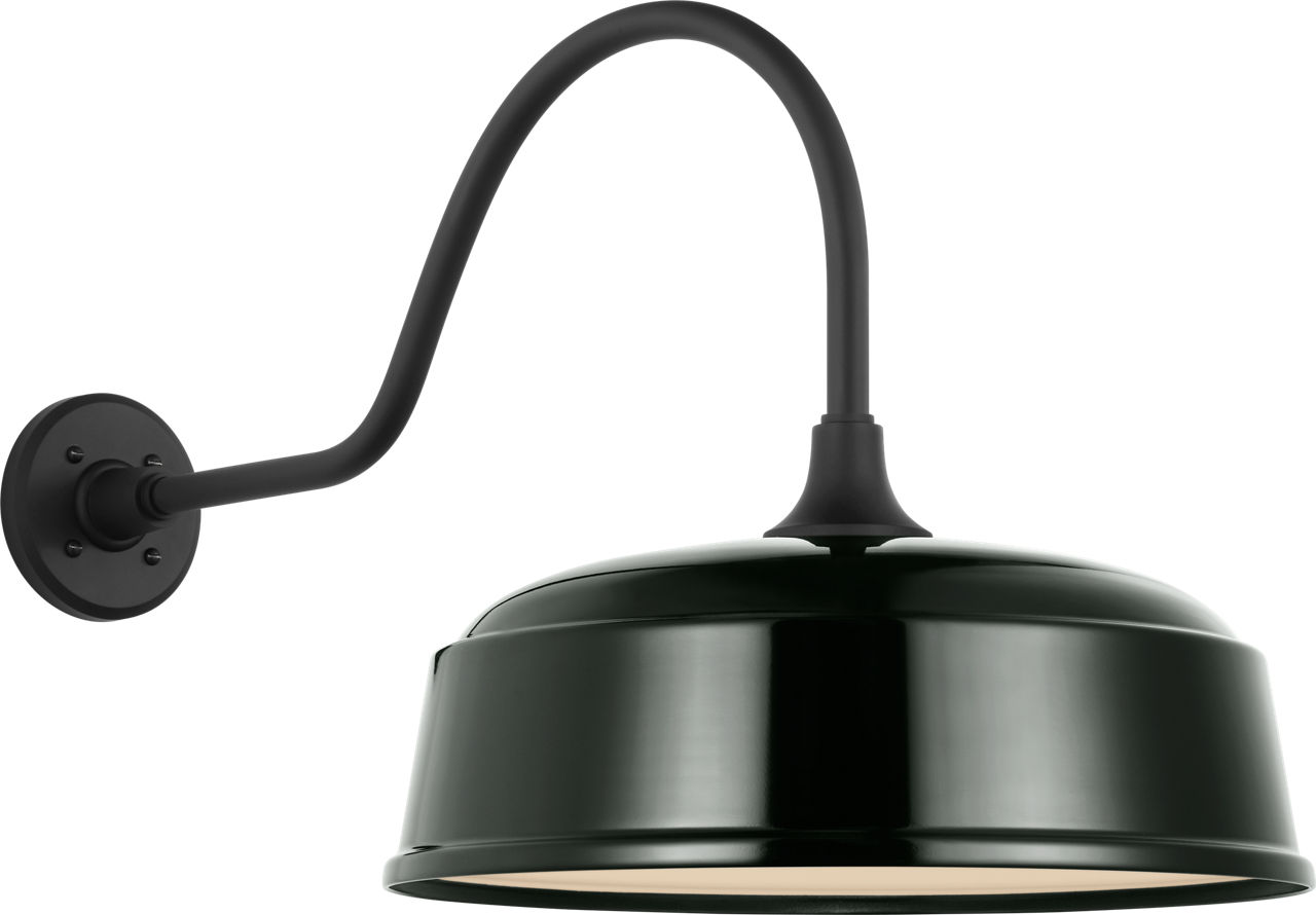 Academy 23" Flynn Barn Light in Matte Black with 16" Green Rockhouse Shade