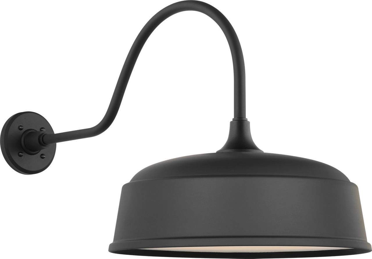Academy 23" Flynn Barn Light in Matte Black with 16" Rockhouse Shade