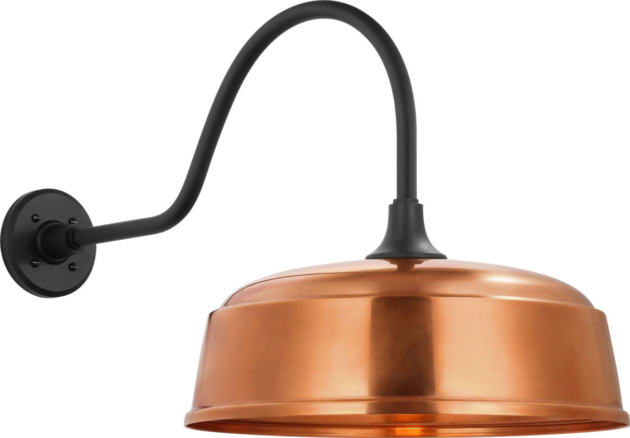 Academy 23" Flynn Barn Light in Matte Black with 16" Soft Copper Rockhouse Shade