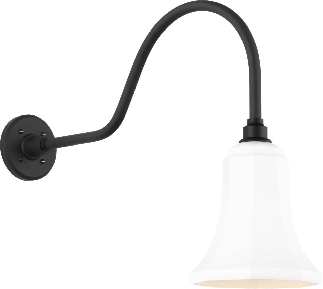 Academy 23" Flynn Barn Light in Matte Black with 7.5" White Savannah Shade