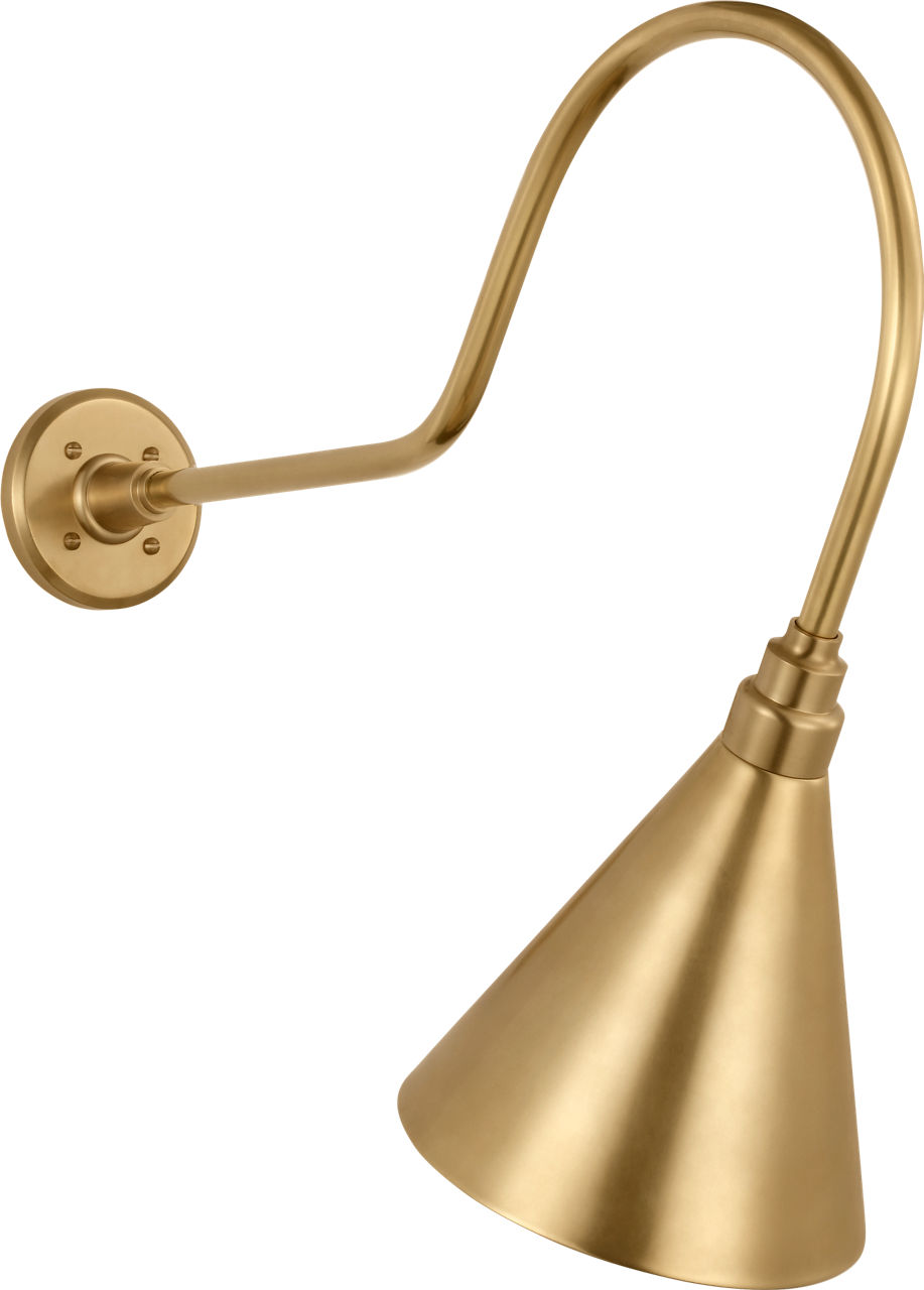 Academy 26" Angled Flynn Barn Light in Hand-Rubbed Antique Brass with 9" Conical Savannah Shade