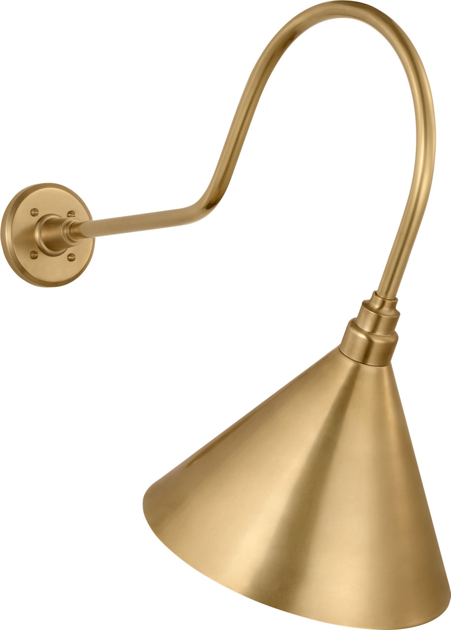 Academy 26" Angled Flynn Barn Light in Hand-Rubbed Antique Brass with 12.5" Conical Savannah Shade