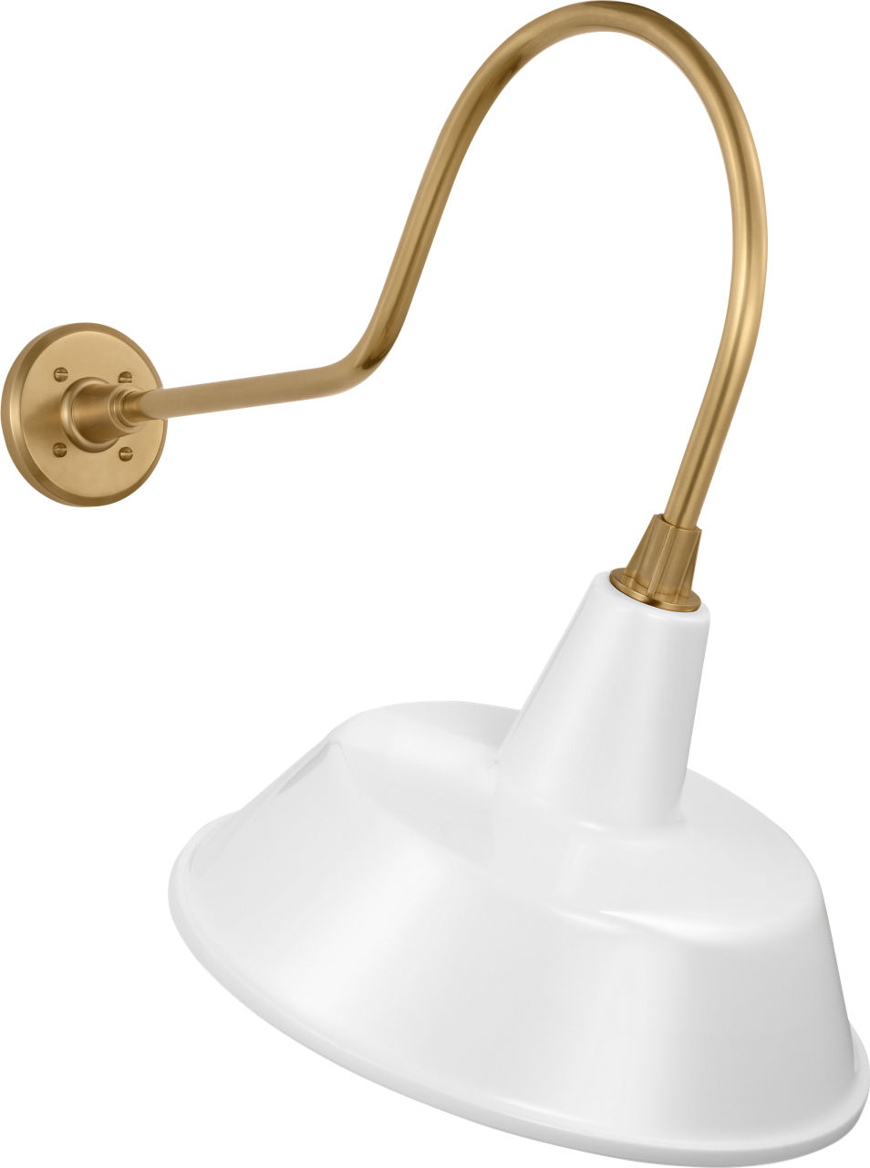 Academy 26" Angled Flynn Barn Light in Hand-Rubbed Antique Brass with 16" White Bowers Shade