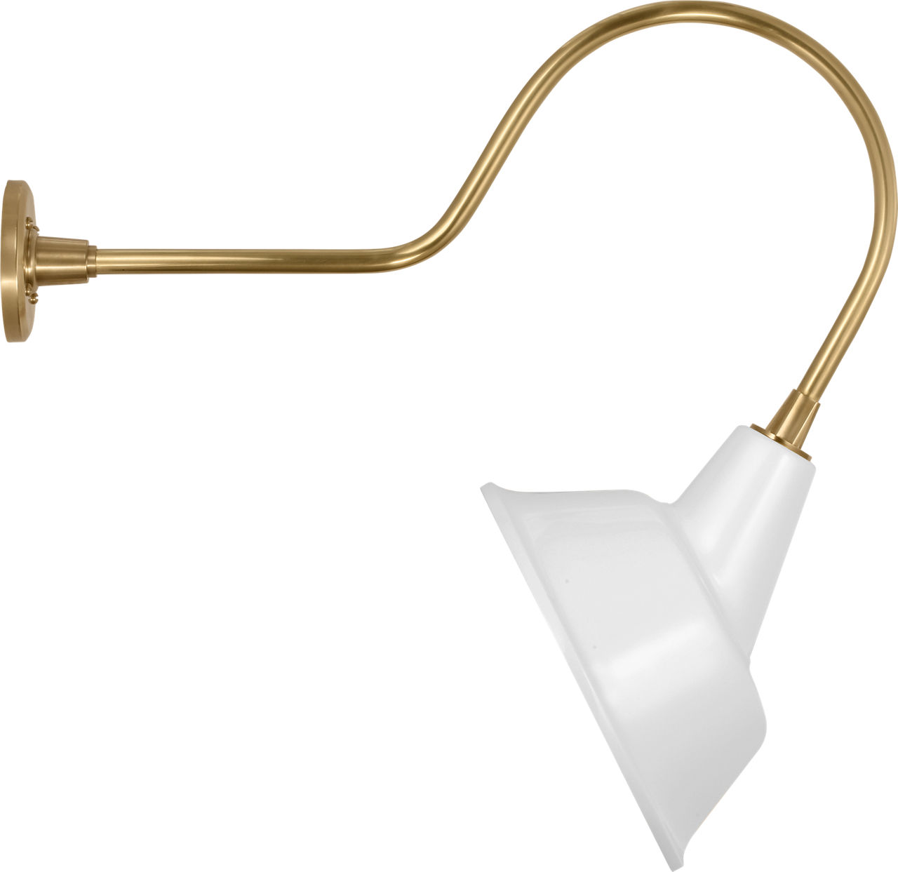 Academy 26" Angled Flynn Barn Light in Hand-Rubbed Antique Brass with 12.5" White Tilted Bowers Shade