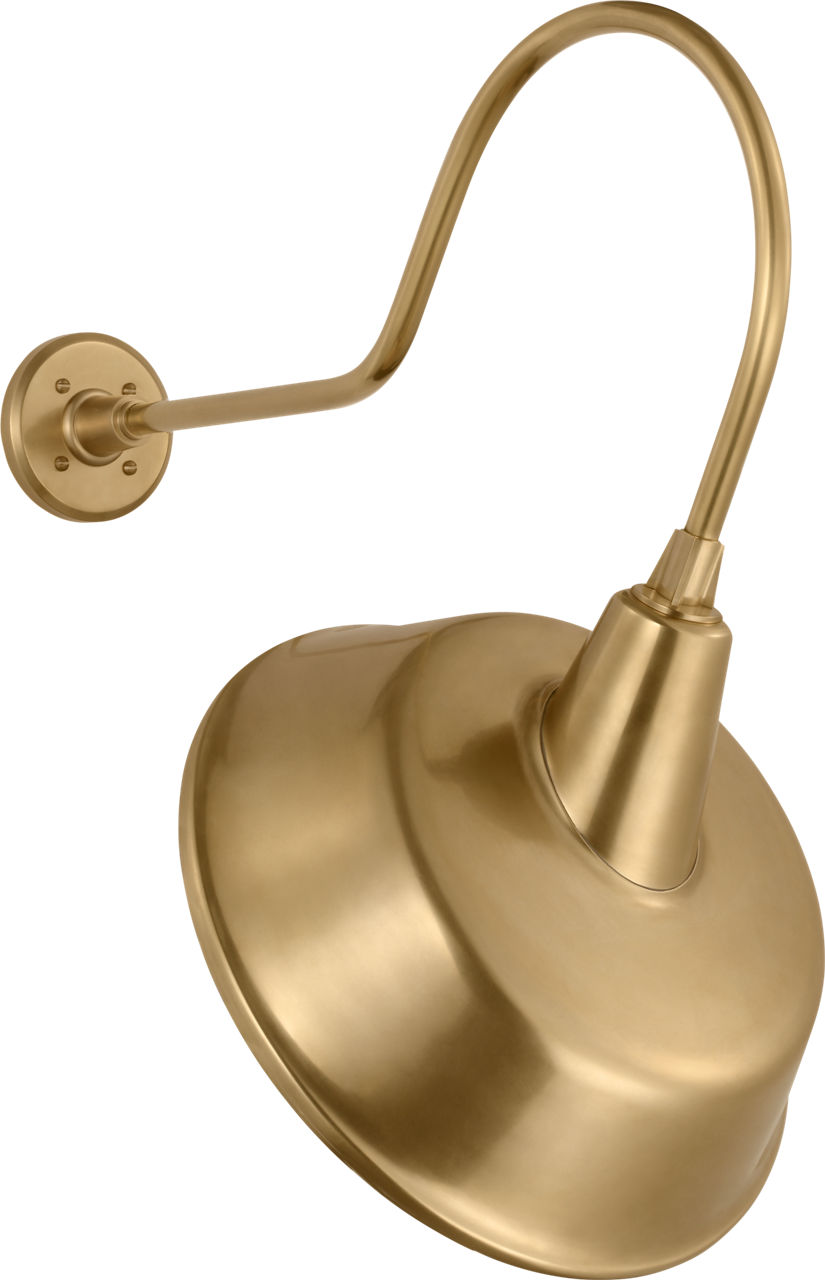 Academy 26" Angled Flynn Barn Light in Hand-Rubbed Antique Brass with 16" Tilted Bowers Shade