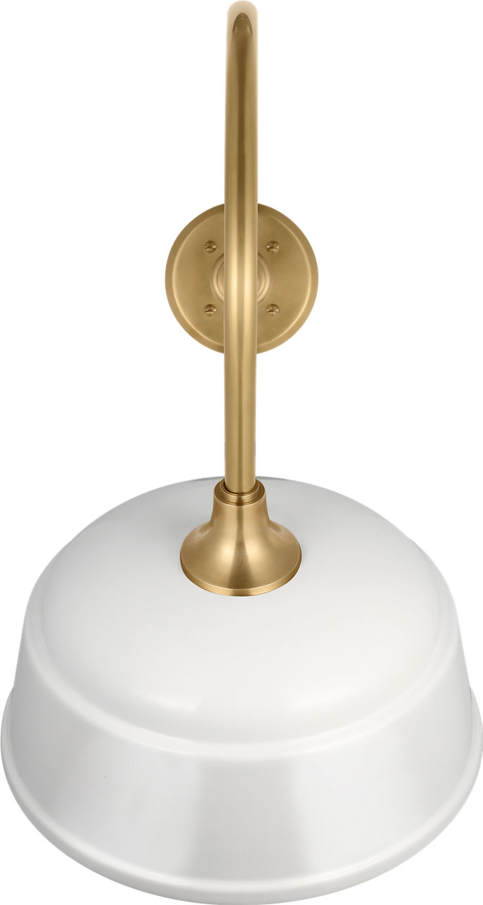 Academy 26" Angled Flynn Barn Light in Hand-Rubbed Antique Brass with 12.5" White Rockhouse Shade