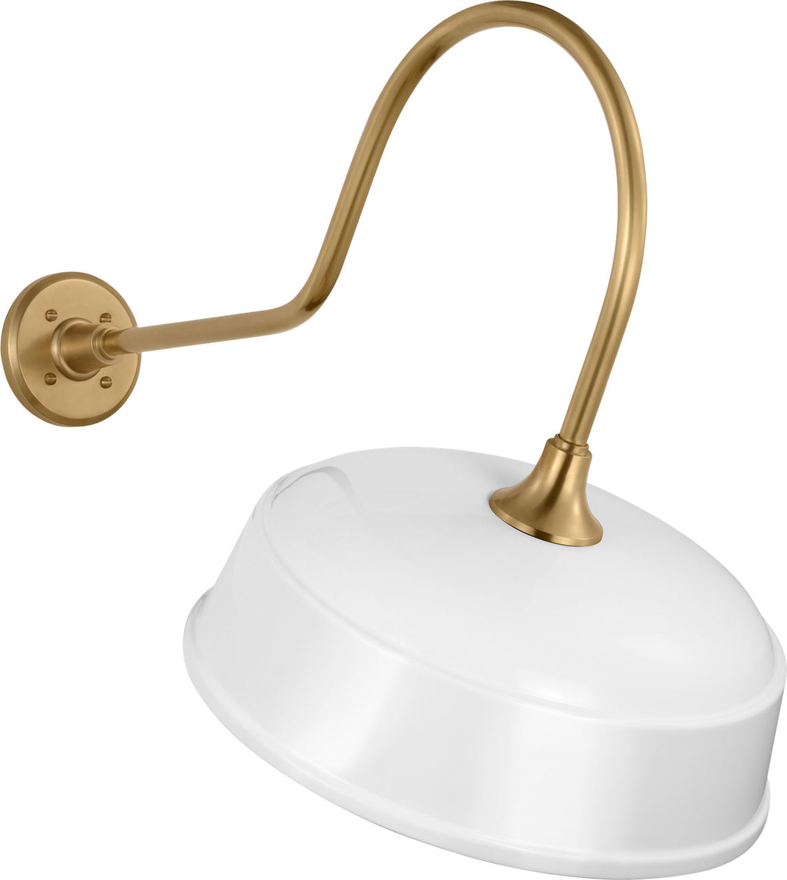 Academy 26" Angled Flynn Barn Light in Hand-Rubbed Antique Brass with 16" White Rockhouse Shade