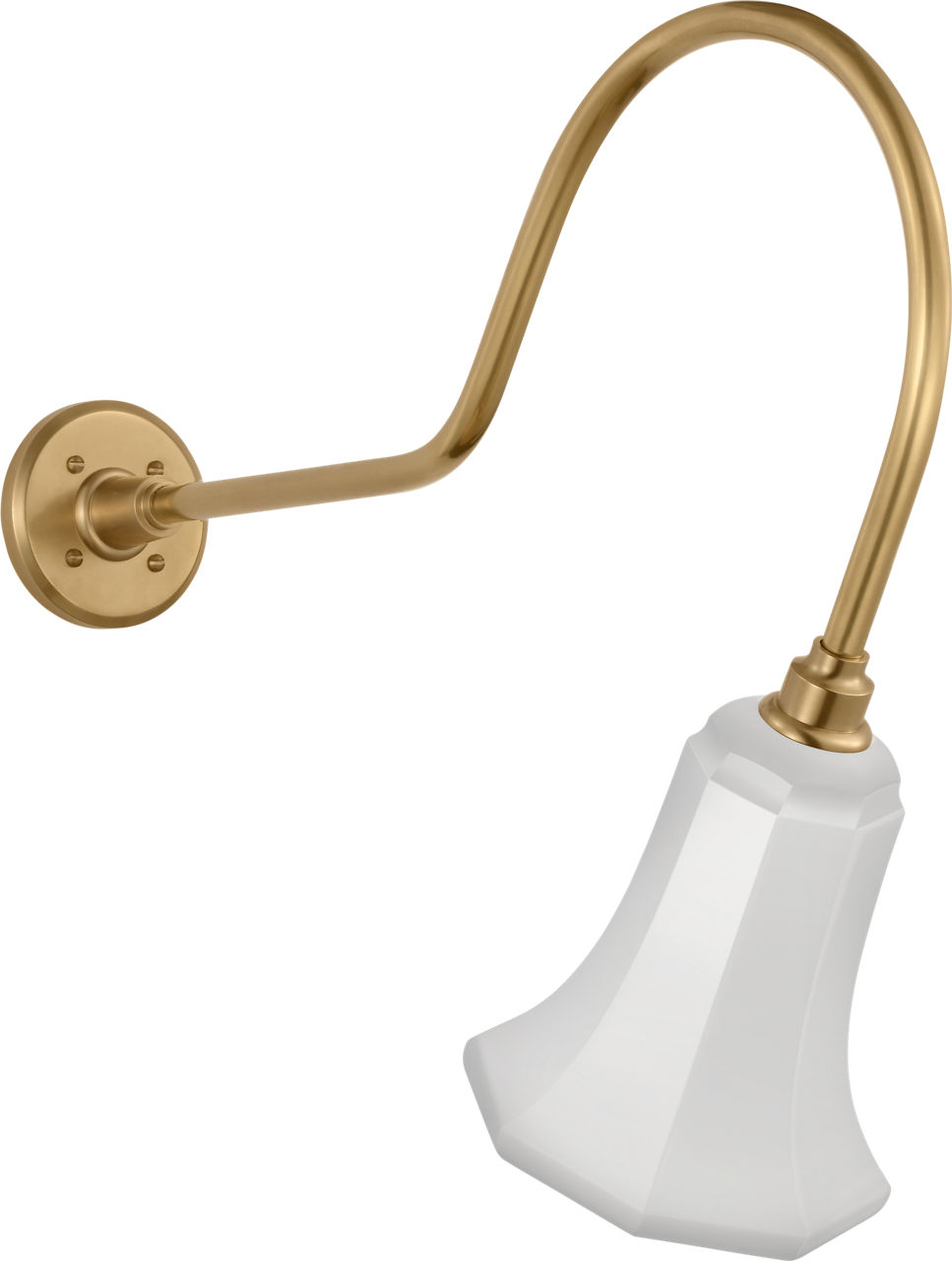 Academy 26" Angled Flynn Barn Light in Hand-Rubbed Antique Brass with 7.5" White Savannah Shade