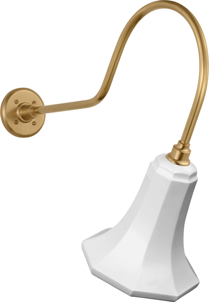 Academy 26" Angled Flynn Barn Light in Hand-Rubbed Antique Brass with 9.25" White Savannah Shade