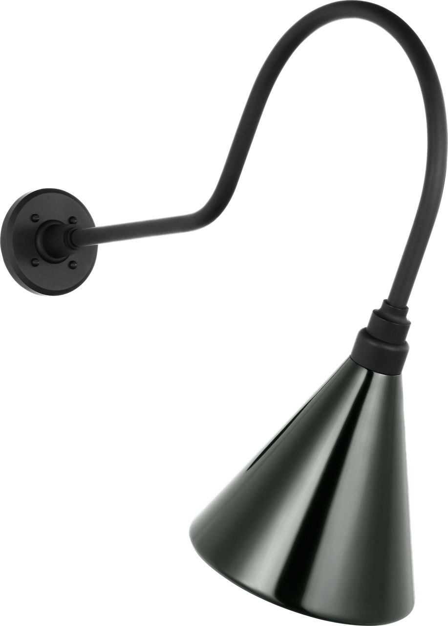 Academy 26" Angled Flynn Barn Light in Matte Black with 9" Green Conical Savannah Shade