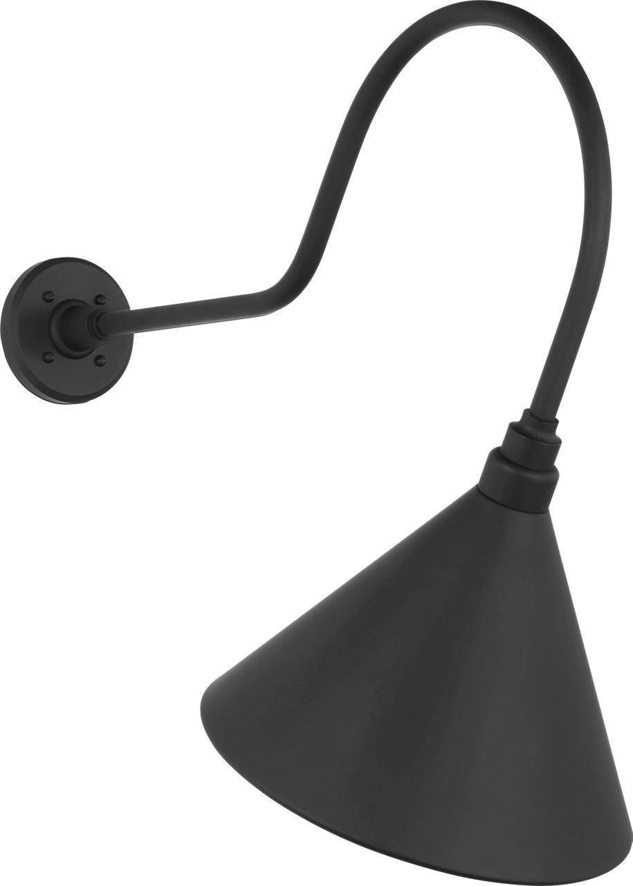 Academy 26" Angled Flynn Barn Light in Matte Black with 12.5" Conical Savannah Shade