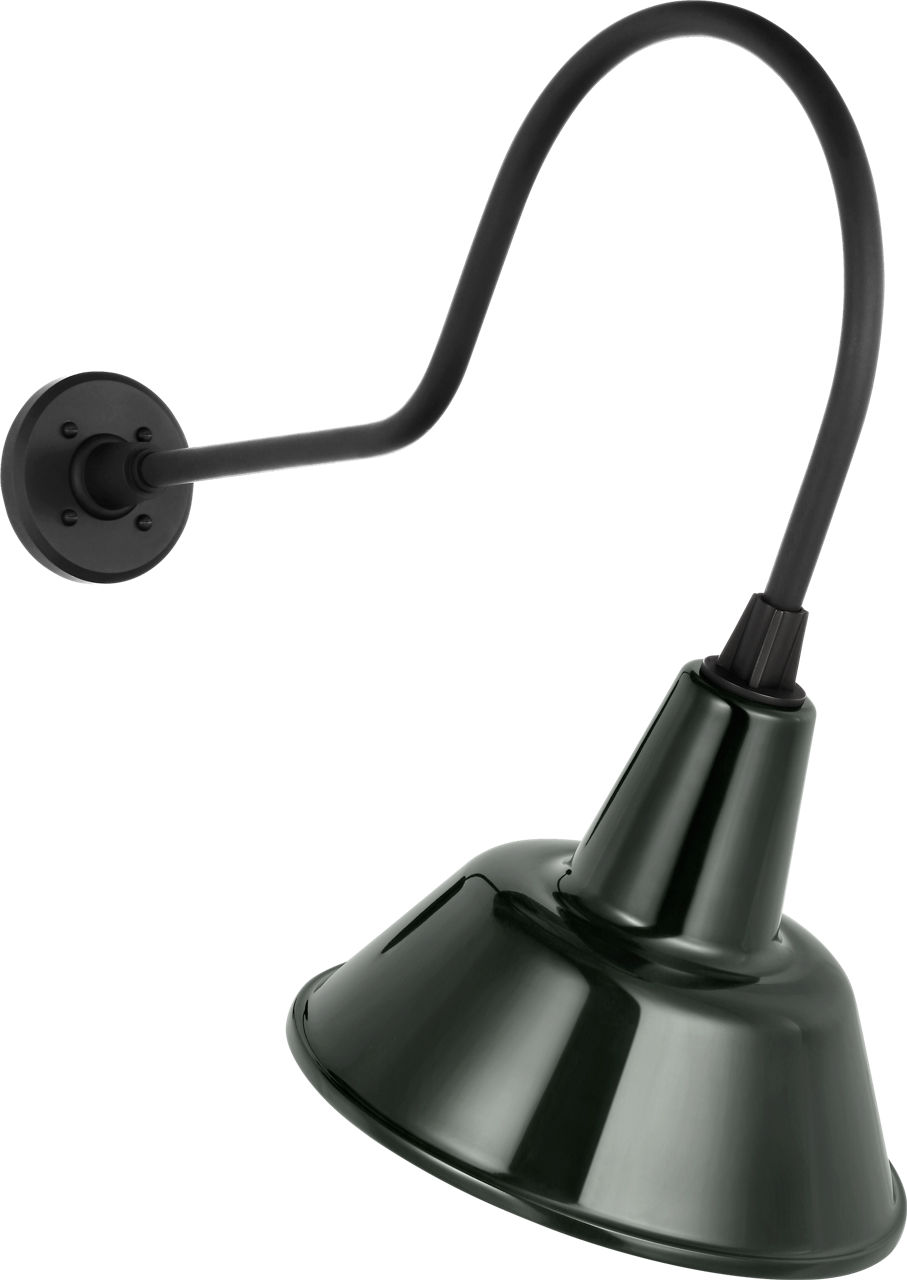 Academy 26" Angled Flynn Barn Light in Matte Black with 12.5" Green Bowers Shade