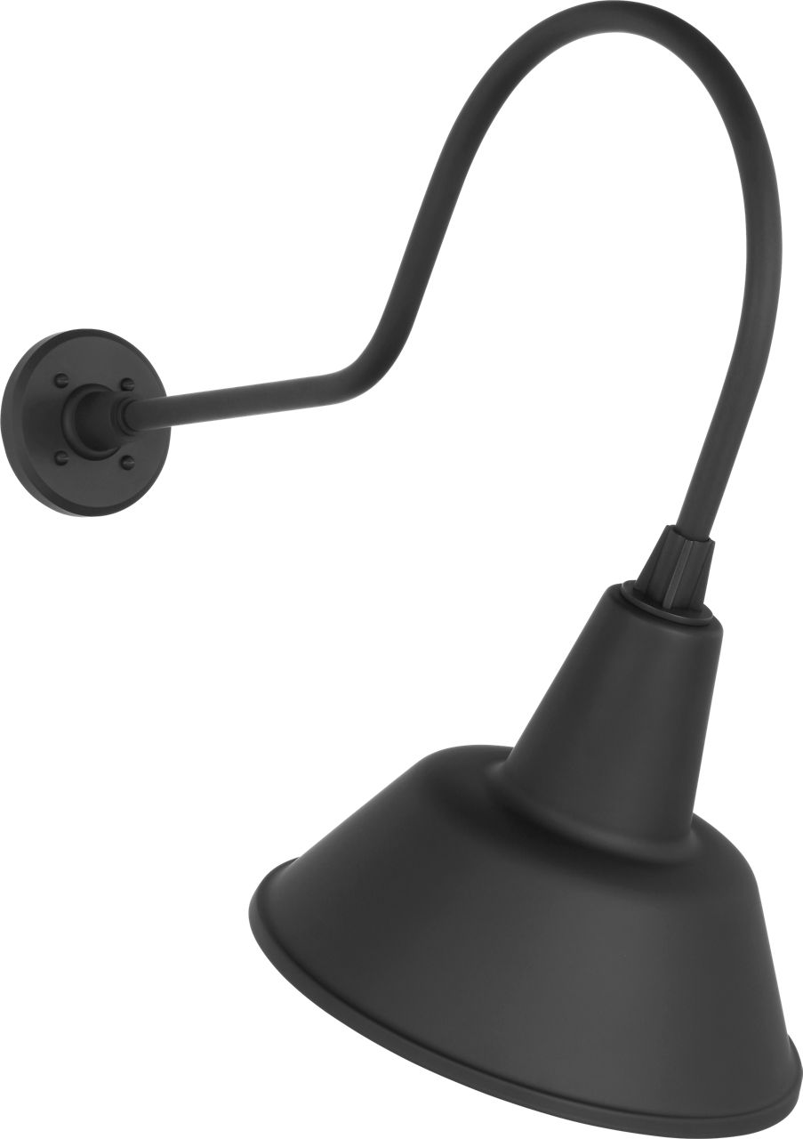 Academy 26" Angled Flynn Barn Light in Matte Black with 12.5" Bowers Shade