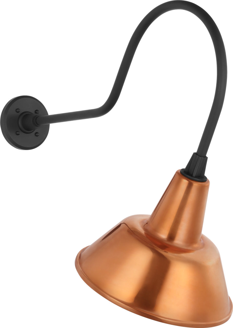 Academy 26" Angled Flynn Barn Light in Matte Black with 12.5" Soft Copper Bowers Shade