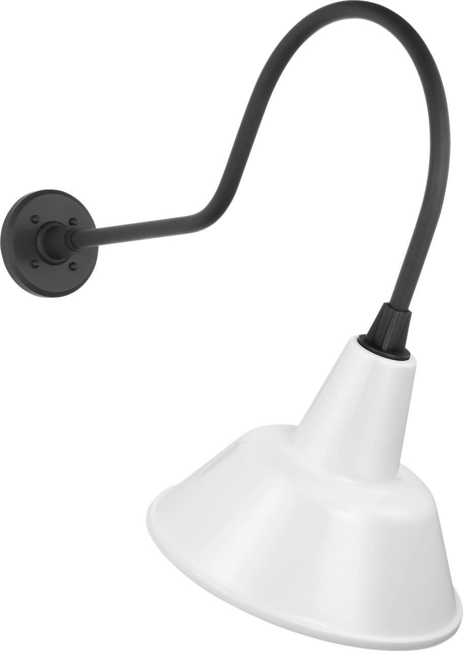 Academy 26" Angled Flynn Barn Light in Matte Black with 12.5" White Bowers Shade