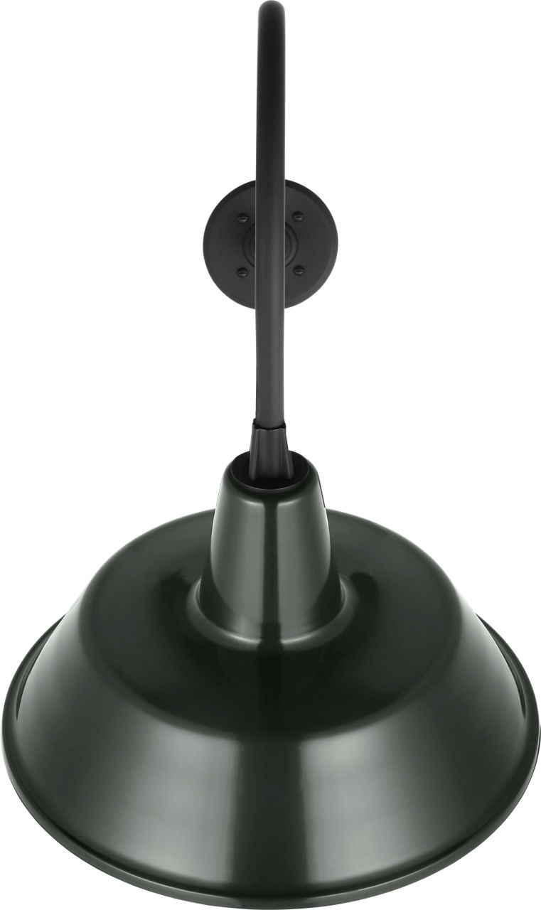 Academy 26" Angled Flynn Barn Light in Matte Black with 16" Green Bowers Shade