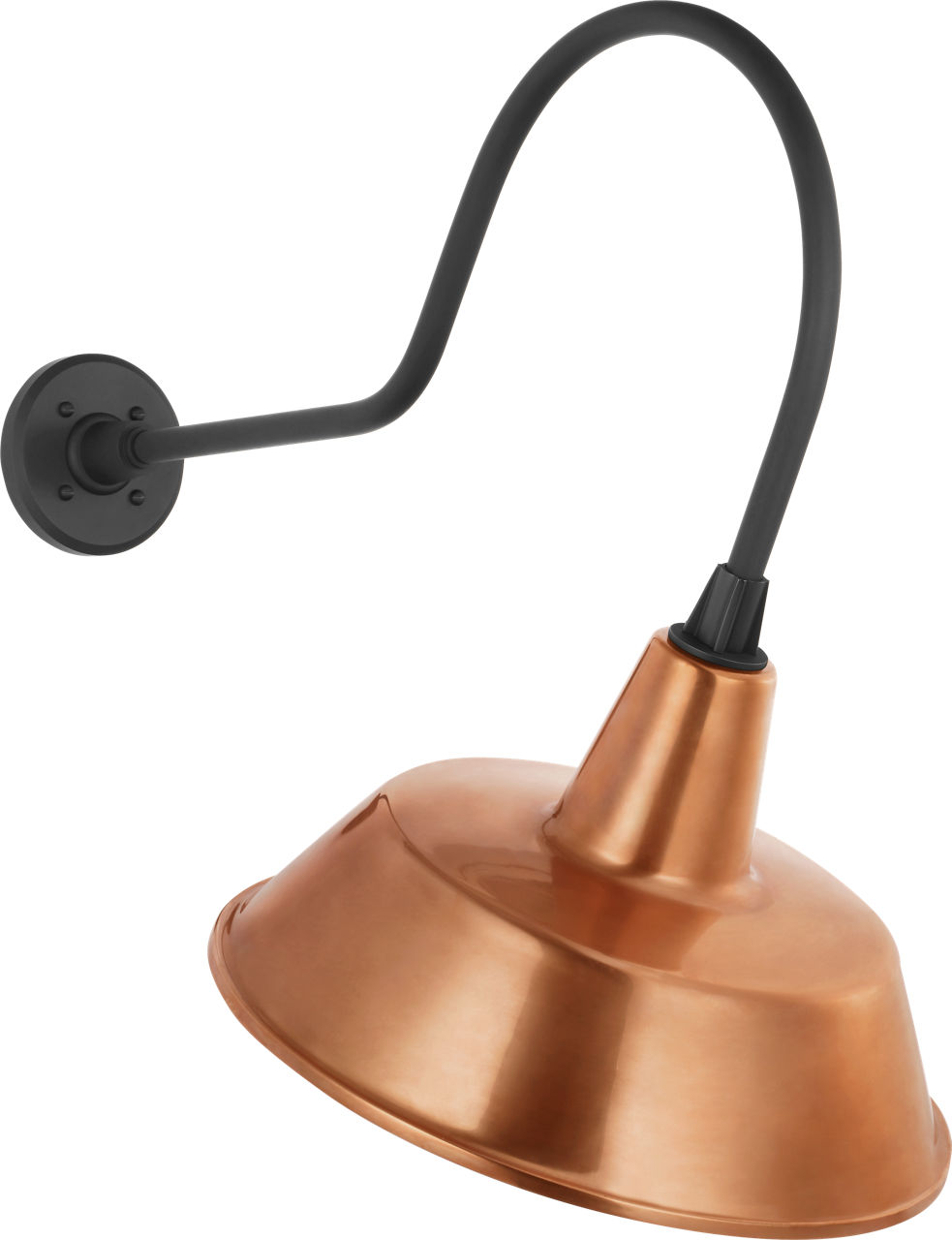 Academy 26" Angled Flynn Barn Light in Matte Black with 16" Soft Copper Bowers Shade