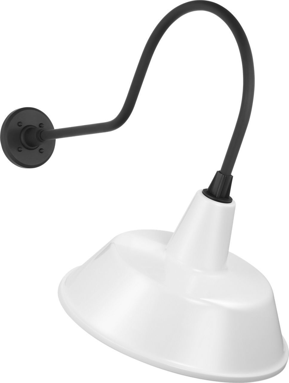 Academy 26" Angled Flynn Barn Light in Matte Black with 16" White Bowers Shade