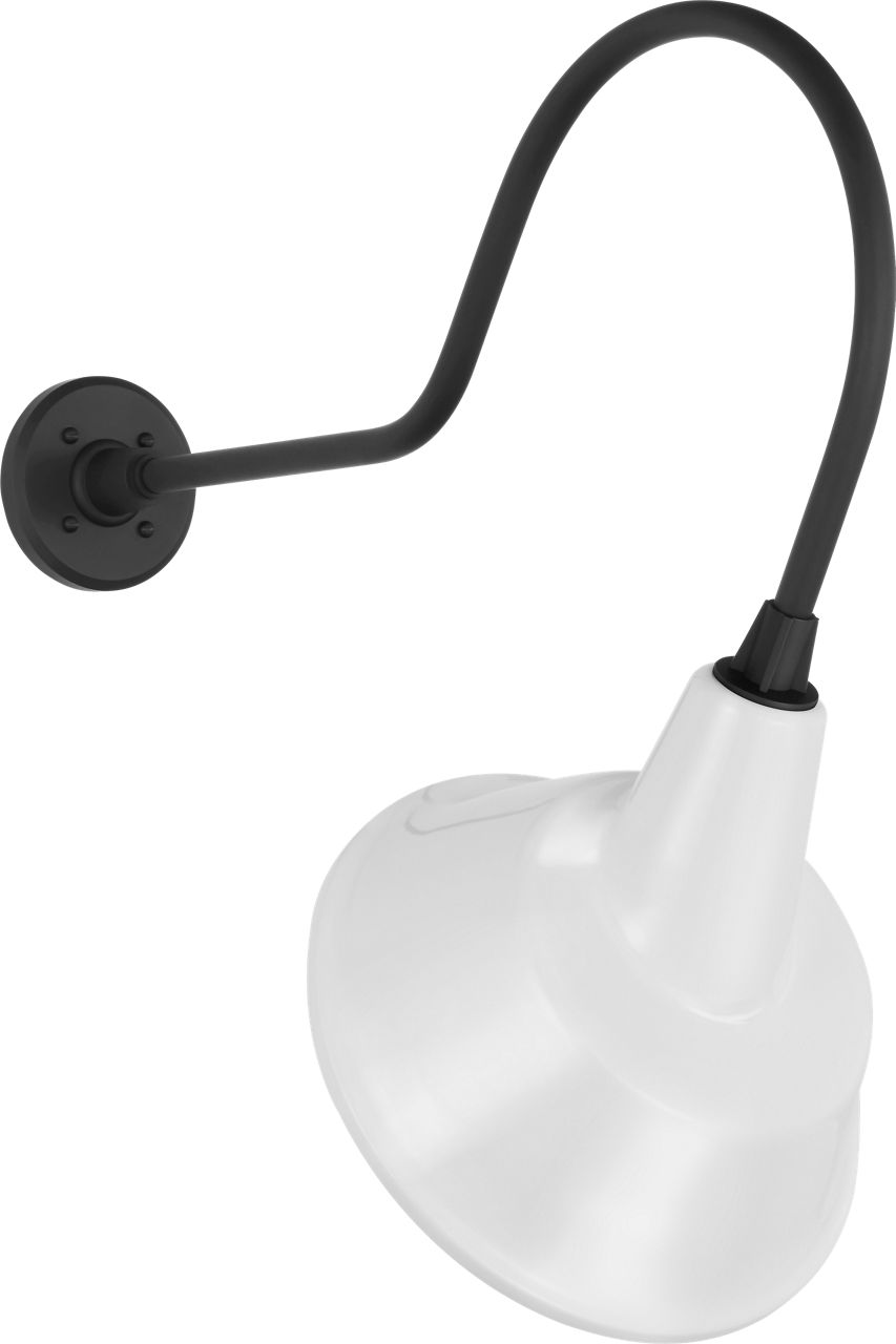 Academy 26" Angled Flynn Barn Light in Matte Black with 12.5" White Tilted Bowers Shade