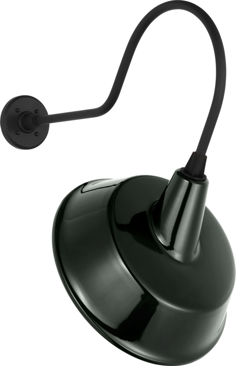 Academy 26" Angled Flynn Barn Light in Matte Black with 16" Green Tilted Bowers Shade