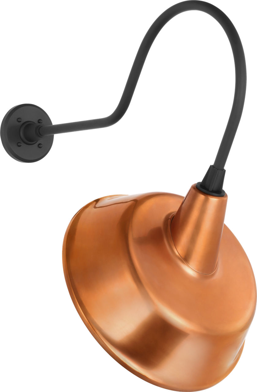 Academy 26" Angled Flynn Barn Light in Matte Black with 16" Soft Copper Tilted Bowers Shade