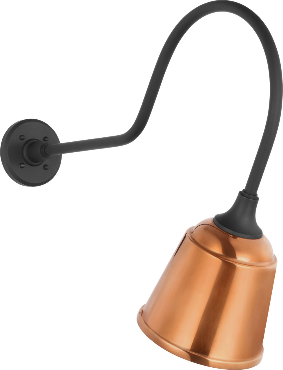 Academy 26" Angled Flynn Barn Light in Matte Black with 8" Soft Copper Rockhouse Shade