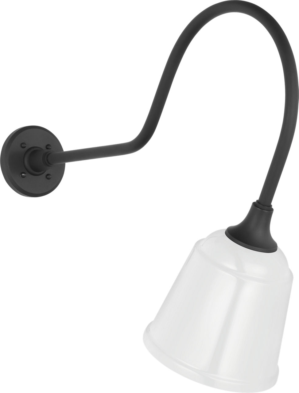 Academy 26" Angled Flynn Barn Light in Matte Black with 8" White Rockhouse Shade