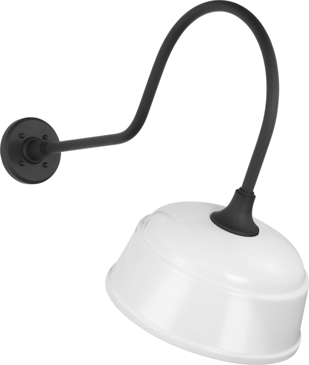 Academy 26" Angled Flynn Barn Light in Matte Black with 12.5" White Rockhouse Shade
