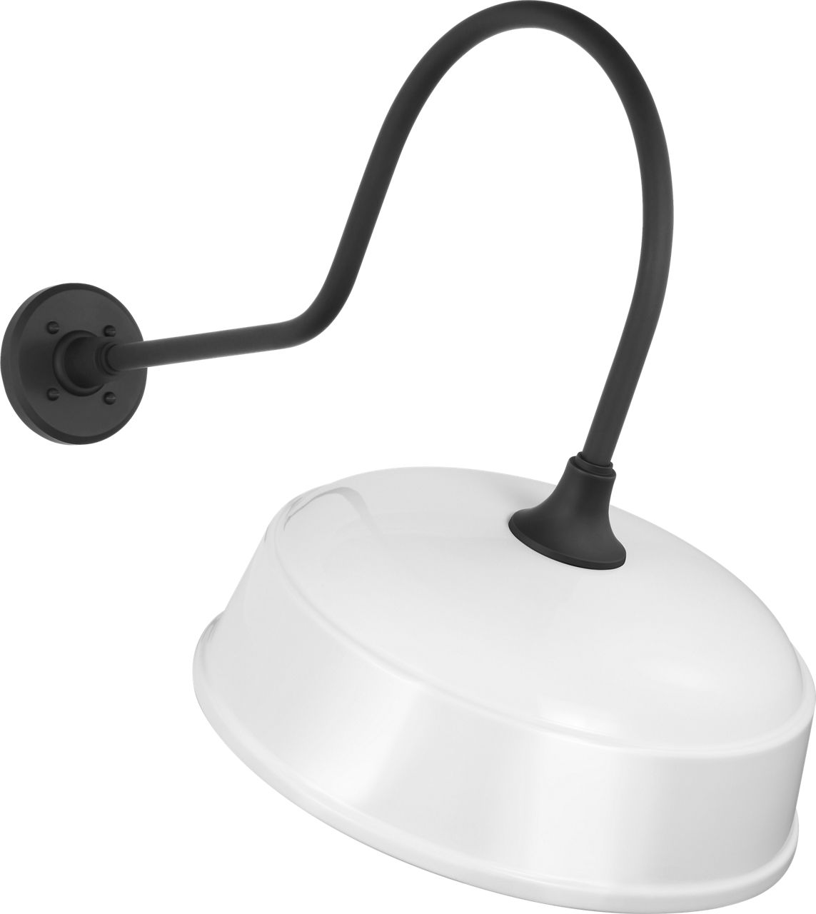 Academy 26" Angled Flynn Barn Light in Matte Black with 16" White Rockhouse Shade