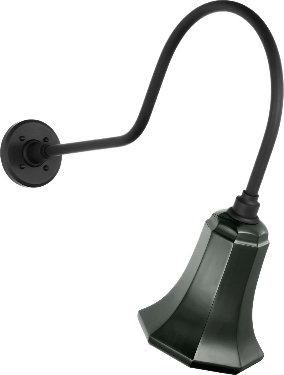 Academy 26" Angled Flynn Barn Light in Matte Black with 7.5" Green Savannah Shade