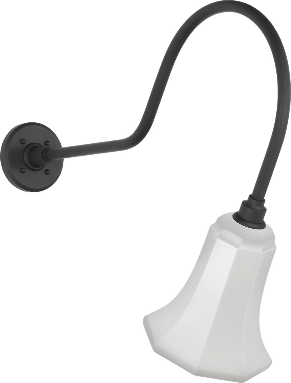 Academy 26" Angled Flynn Barn Light in Matte Black with 7.5" White Savannah Shade