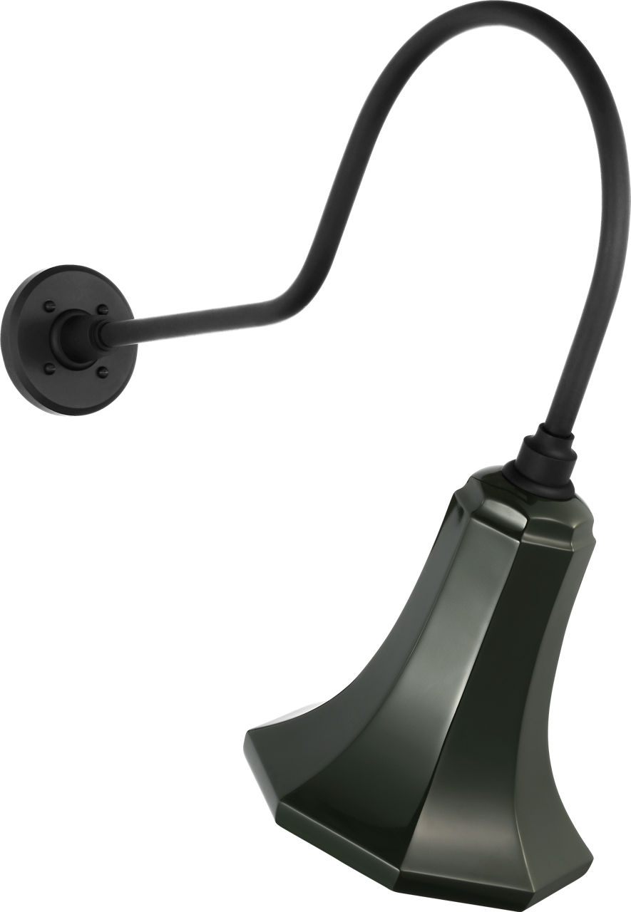 Academy 26" Angled Flynn Barn Light in Matte Black with 9.25" Green Savannah Shade