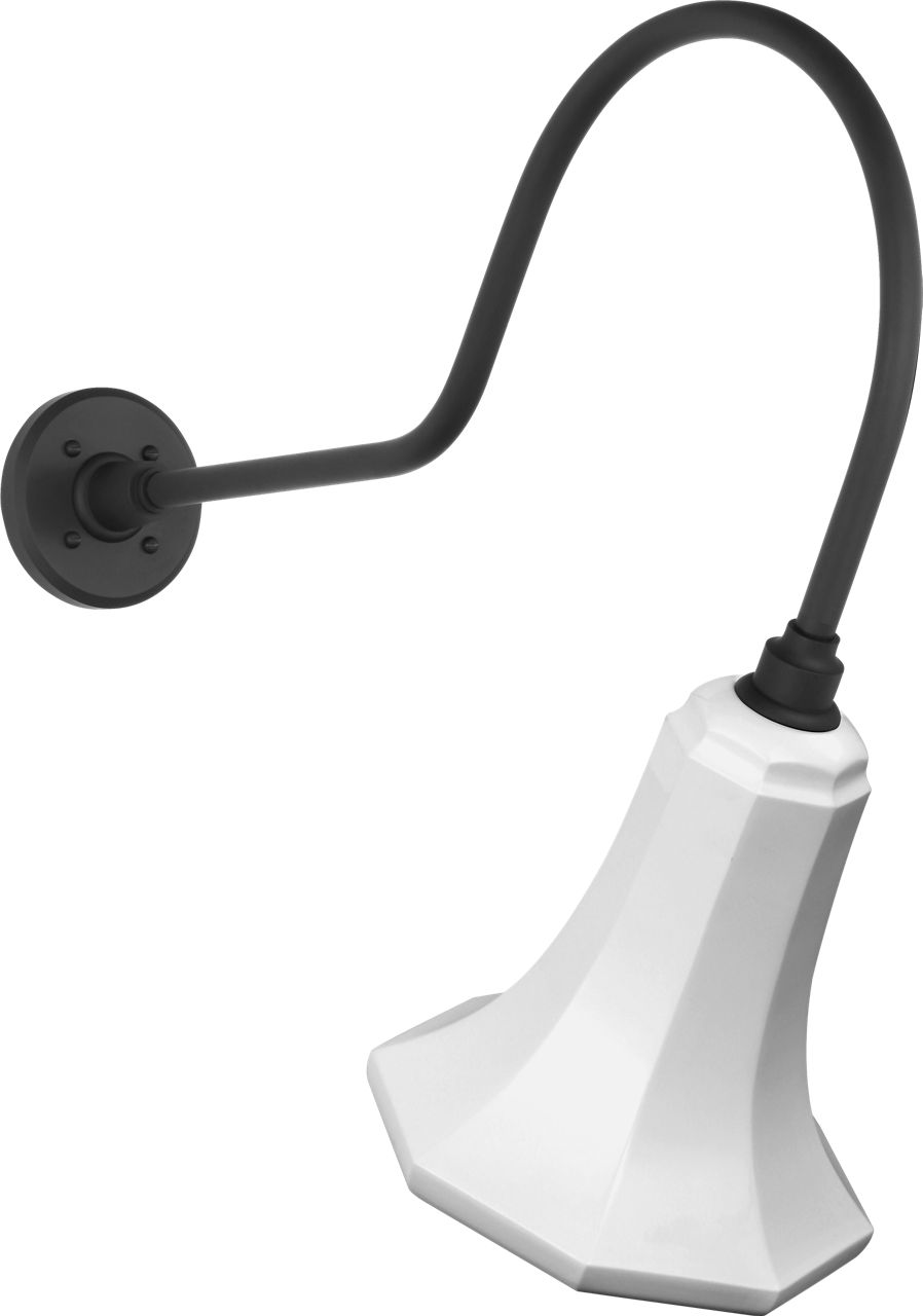 Academy 26" Angled Flynn Barn Light in Matte Black with 9.25" White Savannah Shade