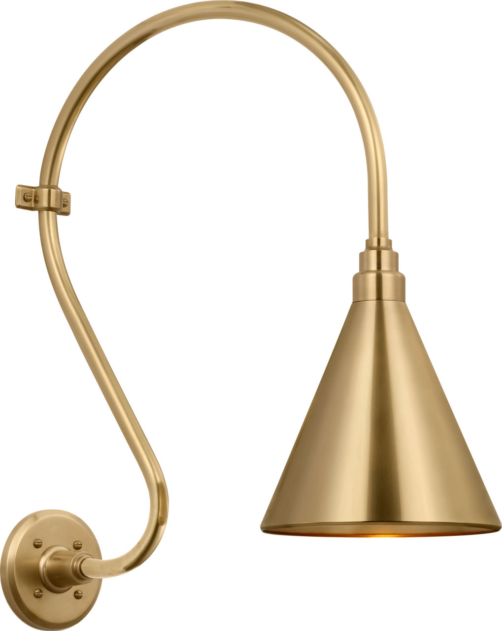 Academy 15" Larrabee Barn Light in Hand-Rubbed Antique Brass with 9" Conical Savannah Shade