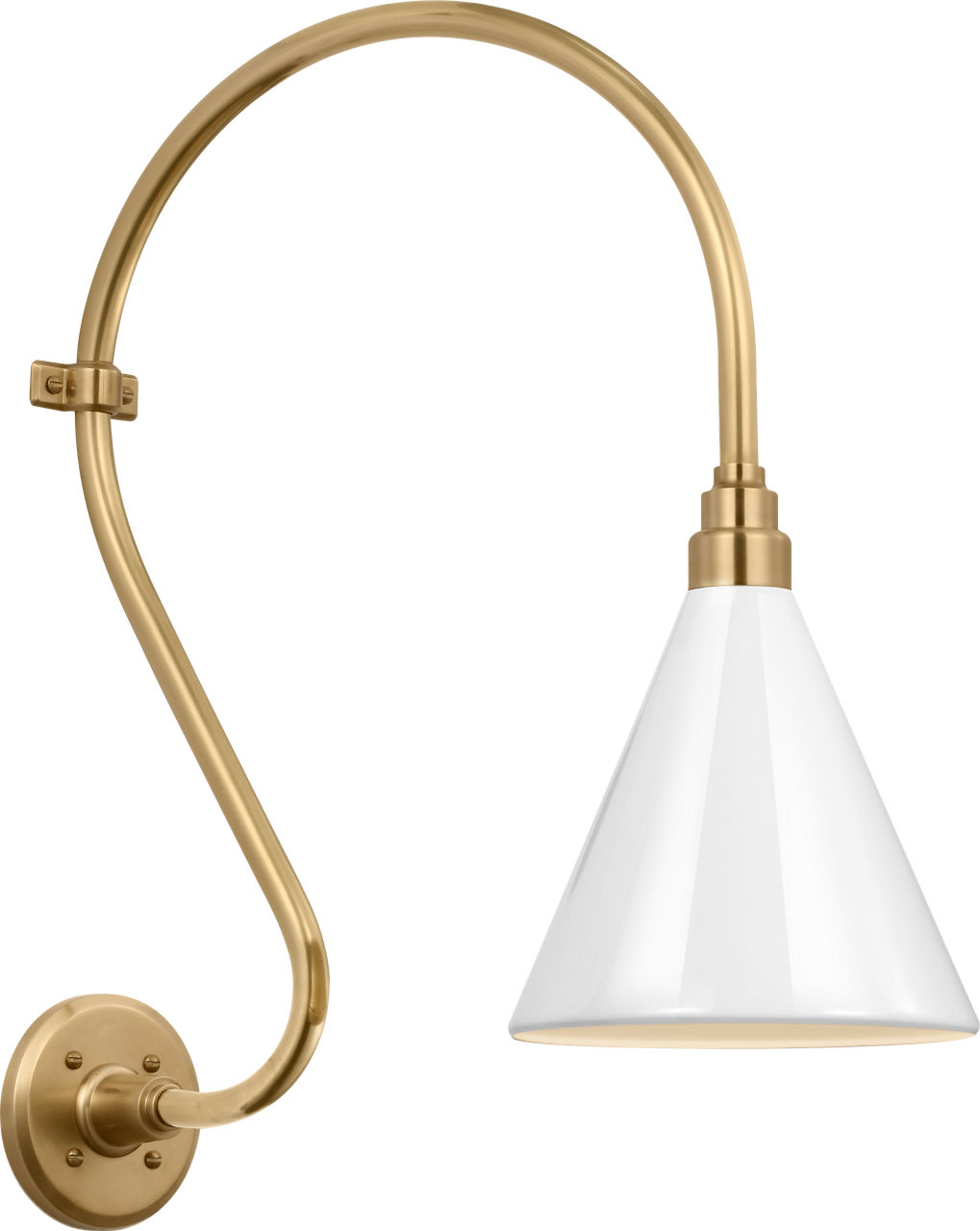 Academy 15" Larrabee Barn Light in Hand-Rubbed Antique Brass with 9" White Conical Savannah Shade