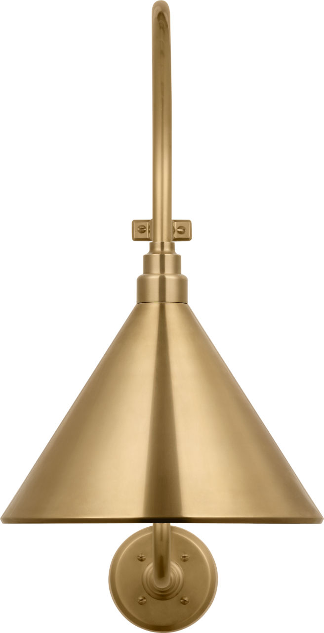 Academy 15" Larrabee Barn Light in Hand-Rubbed Antique Brass with 12.5" Conical Savannah Shade