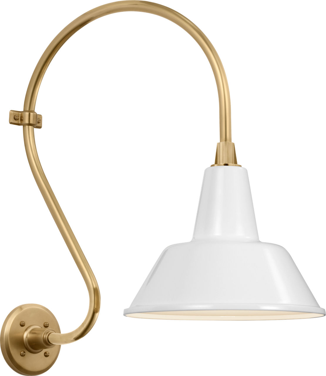 Academy 15" Larrabee Barn Light in Hand-Rubbed Antique Brass with 12.5" White Bowers Shade